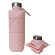 户外创意食品级硅胶便携水壶运动waterbottle菱形折叠硅胶水壶