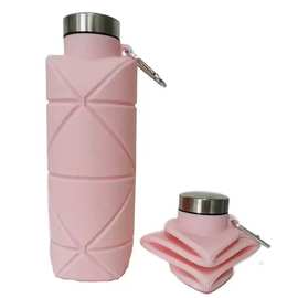 户外创意食品级硅胶便携水壶运动waterbottle菱形折叠硅胶水壶