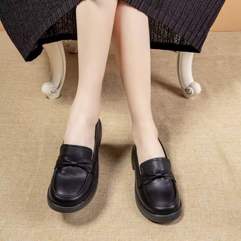 Zapatos de Lefour de cuero suave 2026 primavera nuevos zapatos de sola suave cómodos antideslizantes británicos zapatos de cuero pequeños para mujeres