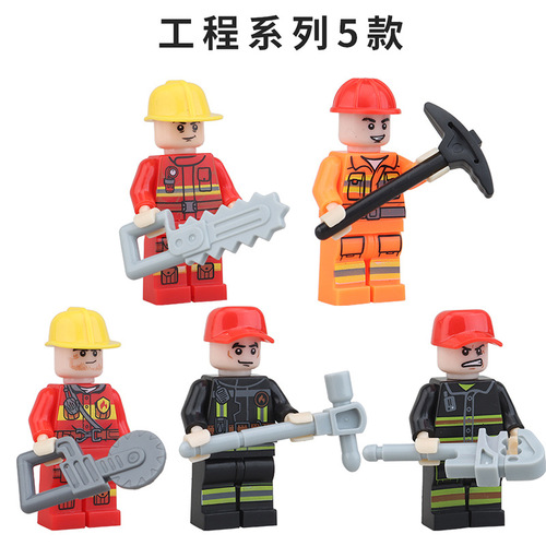 Cross-border compatible Lego small particle toy racing building blocks small figures city traffic scene character model