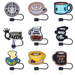 Creative coffee cup series straw cap with a diameter of 10mm, reusable water cup straw decoration accessory, cross-border