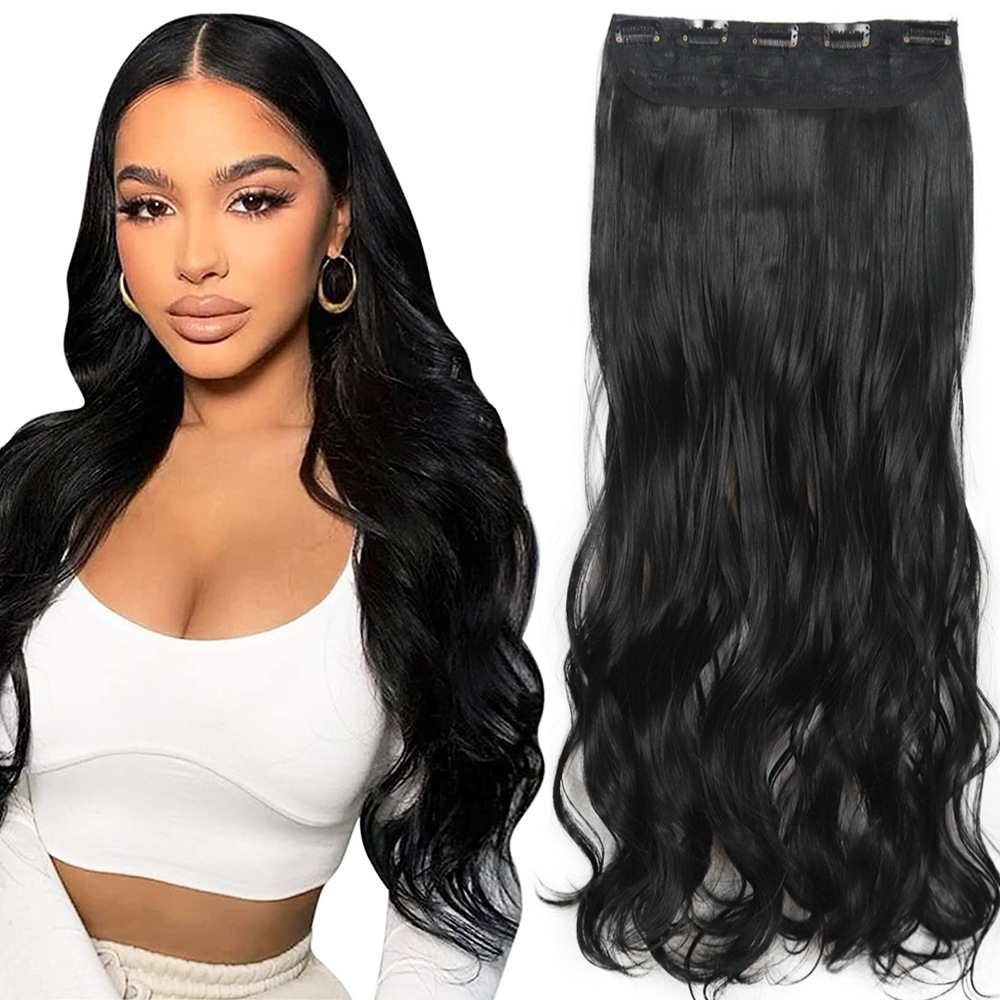 55CM una pieza de extensión de cabello de cinco tarjetas multicolor extensión de cabello de pelo rizado largo
