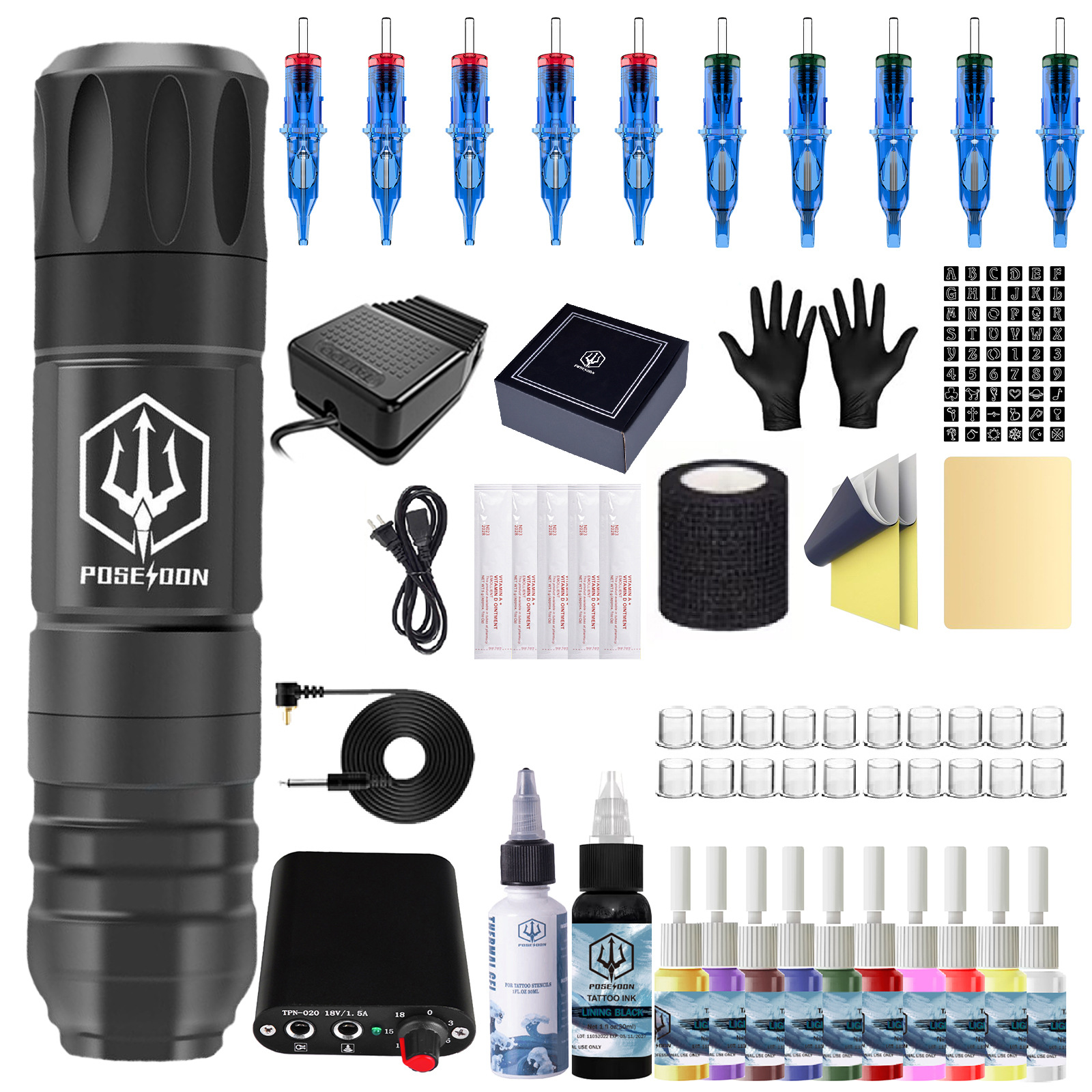 Poseidon tattoo equipment power tattoo pen suit cutting line fog machine motor tattoo machine cross-border hot sale