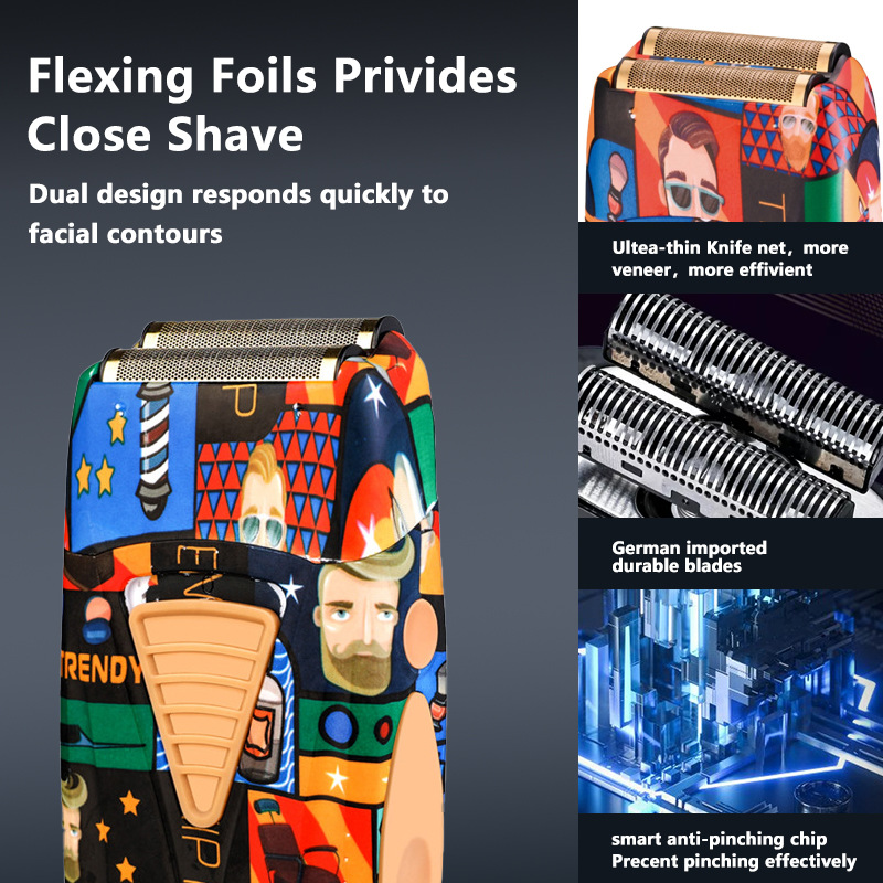 往復式電動剃鬚刀復古雙頭4D推白光頭機 廠家USB充電男士剃鬚刀