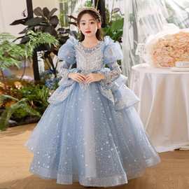 女童礼服高端轻奢小众公主裙儿童钢琴演奏主持人走秀表演出服春秋