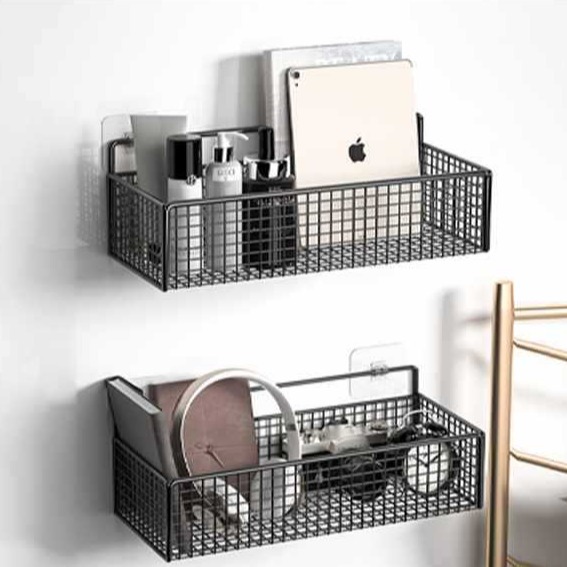 No-Drill Wall-Mounted Bathroom Storage Rack, Wall-Mounted Spice Rack, Vegetable Basket Storage