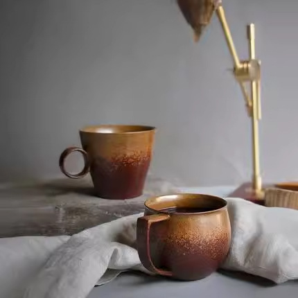 Ceramic gilt glaze coin retro iron rust glaze home restaurant round…