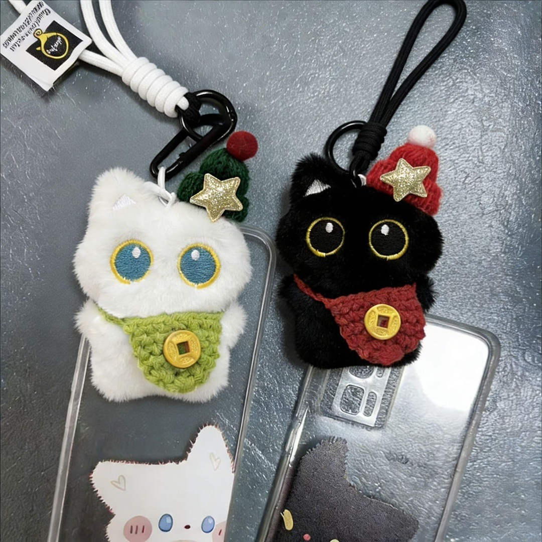 Nuevo gatito colgante de Año Nuevo para atraer dinero billetera gato lindo muñeca de peluche llavero muñeca regalo pareja