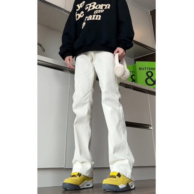 Pantalones de alta calidad, jeans blancos, pantalones de alta altura