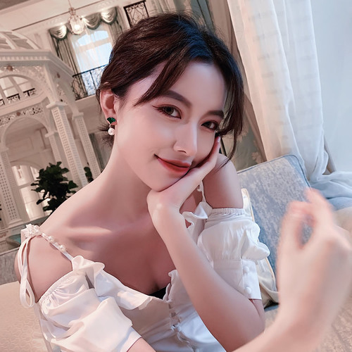 S925 Silver Needle Korean Ginkgo Green Leaf Pearl Earrings Women's Small Fresh Forest Girl Elegant Earrings Earrings