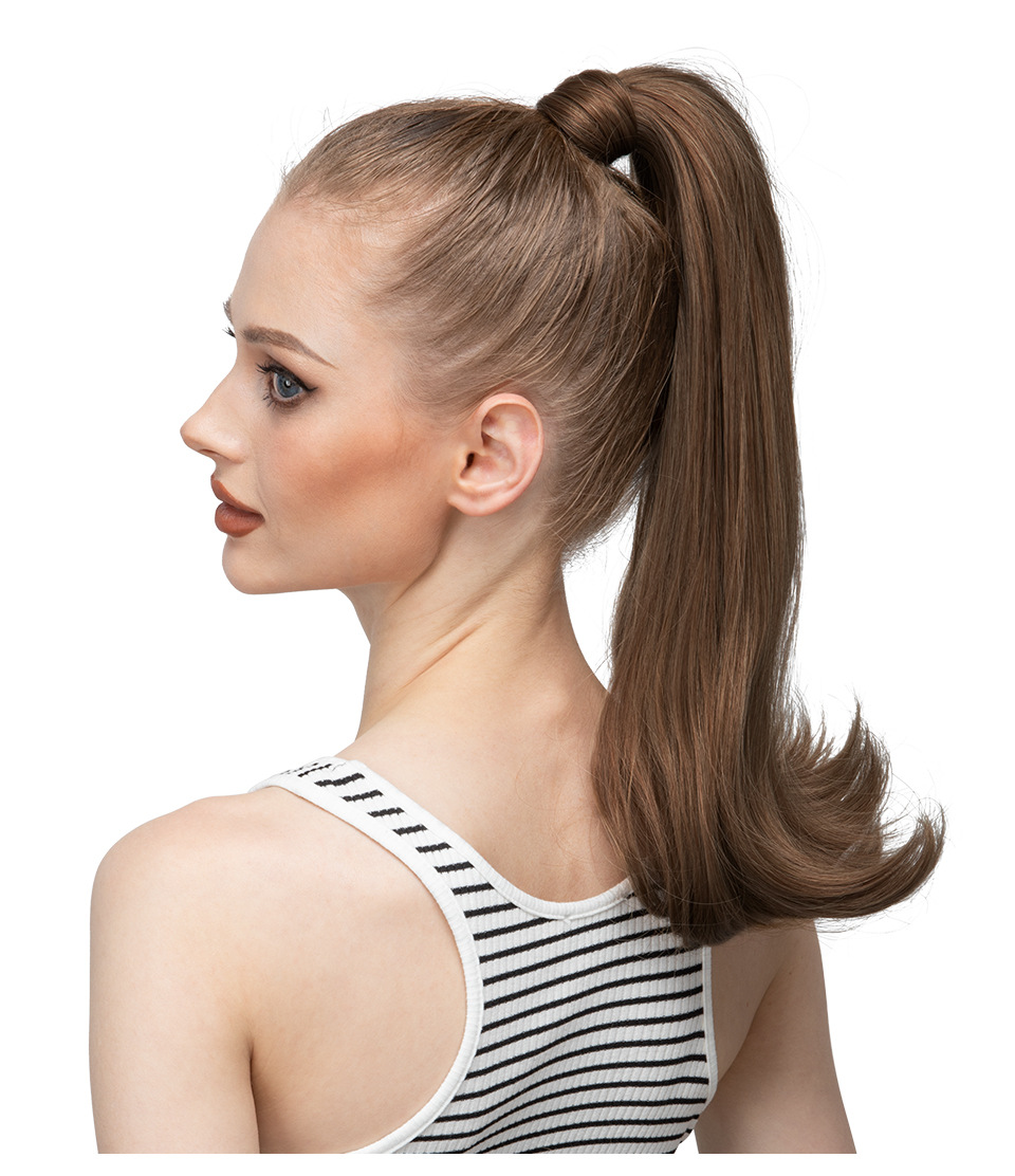 Peluca de seda de alta temperatura transfronteriza con clip, cabello largo, cola de caballo, bobinado femenino, micro rizo natural, fibra química, fabricante de cola de caballo, comercio exterior_voghion.com