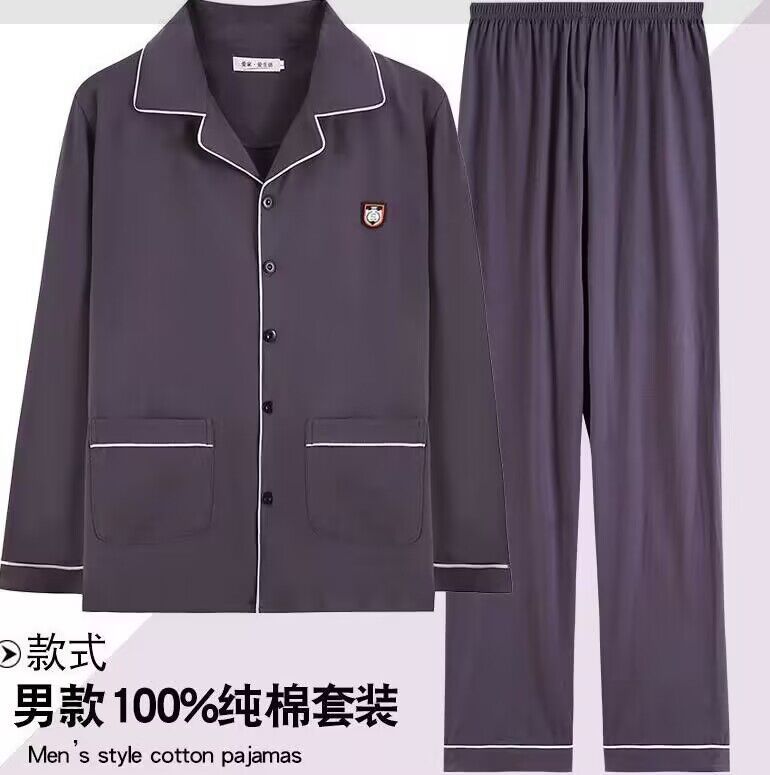 Pijamas de hombre primavera y otoño 100% algodón de manga larga cardigan traje casual suelto más tamaño verano desgaste en el hogar cuatro estaciones