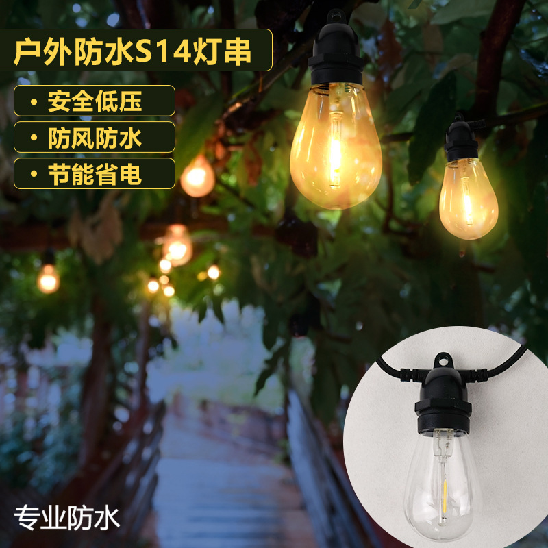 Outdoor Camping LED Solar Marquee S14 Light String Atmosphere Light Tent Outdoor Waterproof Decorative Colorful Light Outdoor Camping LED Solar Marquee S14 Light String Atmosphere Light Tent Outdoor Waterproof Decorative Colorful Light