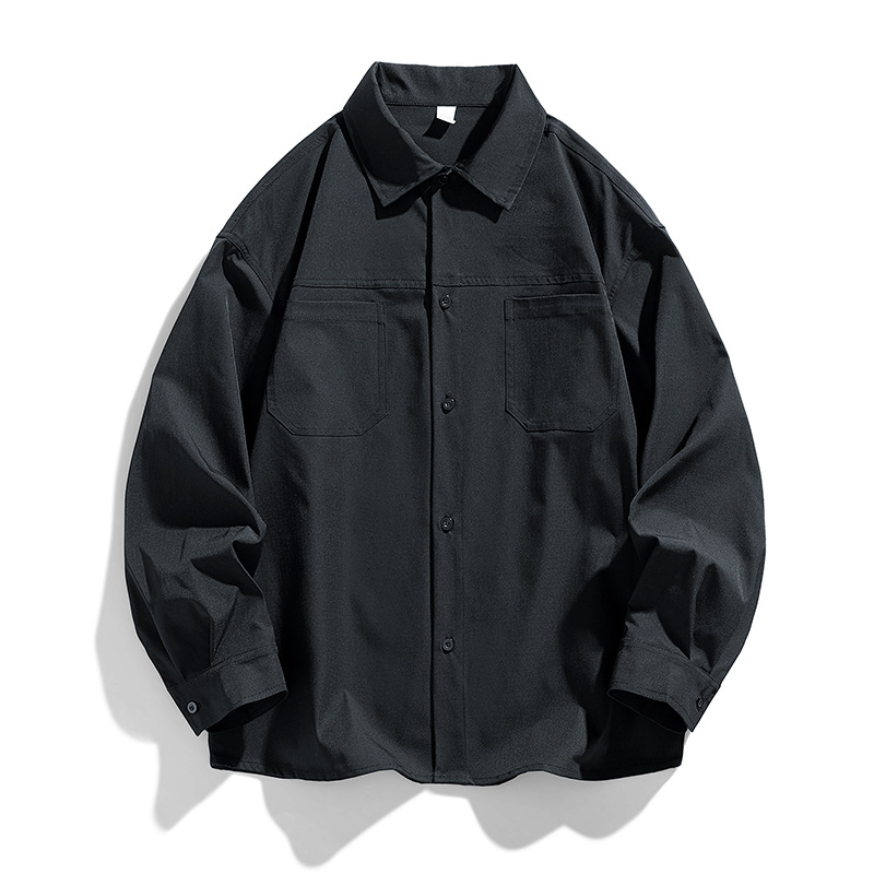 Men’s Vintage Workwear Jacket – Spring Casual Shirt Jacket With Button-Down Collar & Utility Pockets (Black/Army Green/Khaki) – Relaxed Fit (M-XXL)_voghion.com