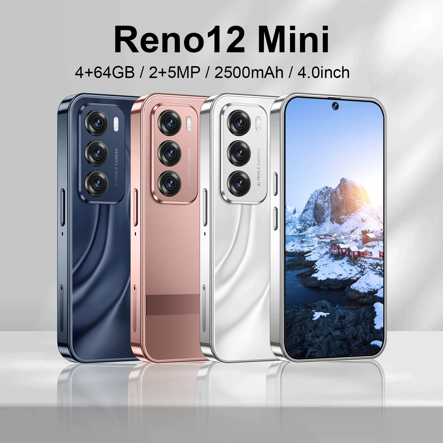 Мини Reno12 Mini для детей: компактный смартфон, цвета Black White Rose Gold, от производителя