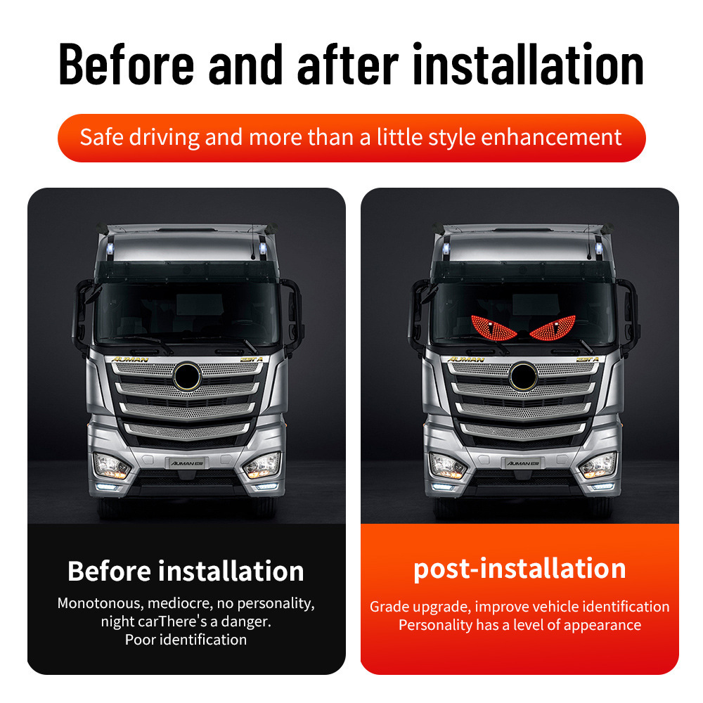 Cross-Border Hot-Selling Product: Car Dynamic Led Devil Eye Light, Wireless Rear Window Car Display Screen Expression Light