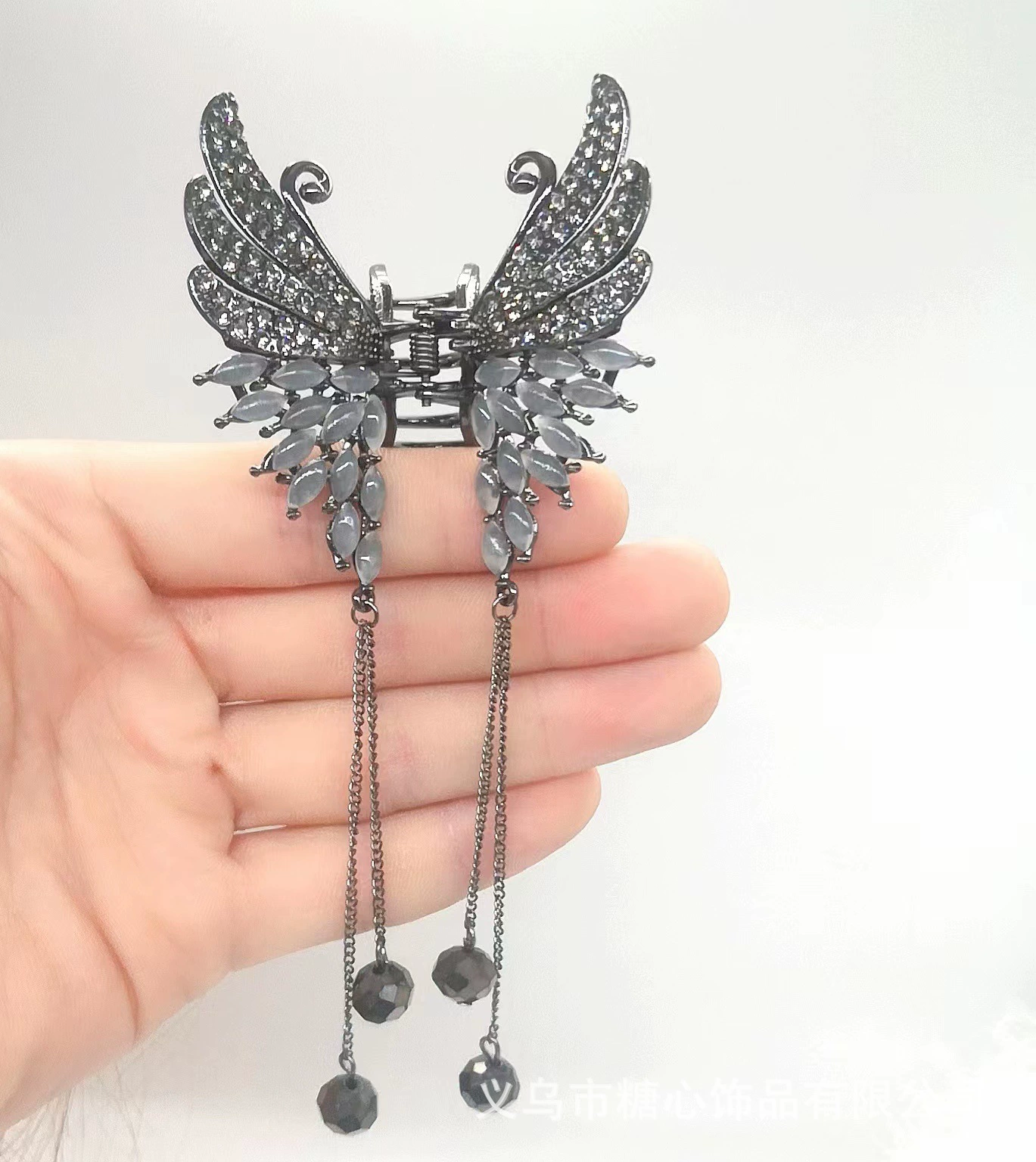 Демисезонная элитная краб-зажим с кисточками, зажим для волос, кошачий глаз