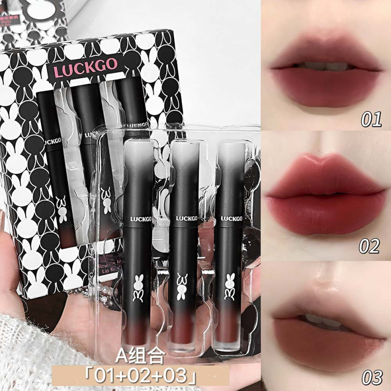 LUCKGO reversión de niebla lipstick set, lipstick brillante, niebla de terciopelo, brillo labial blanco, lipstick barato para estudiantes