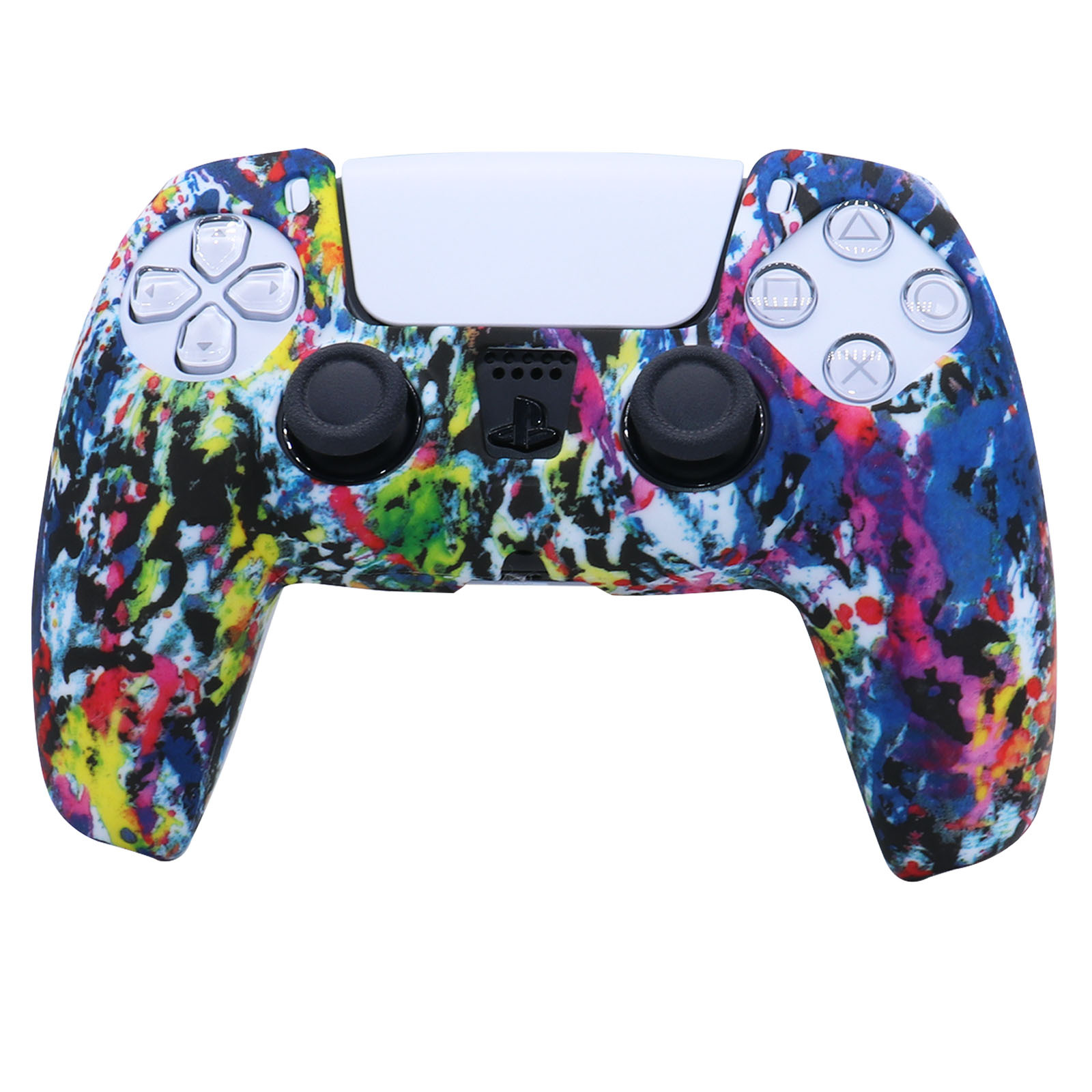 PS5 funda de silicona GamePad funda de silicona camuflaje marca de agua funda protectora aceite spray sensación acuarela caso PS5 Accesorios