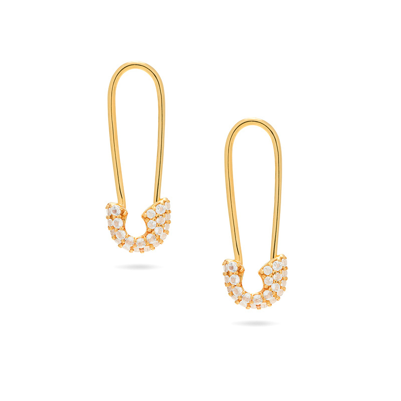 Fashion Inlaid Zircon Pin Earrings Personality Earrings display picture 1