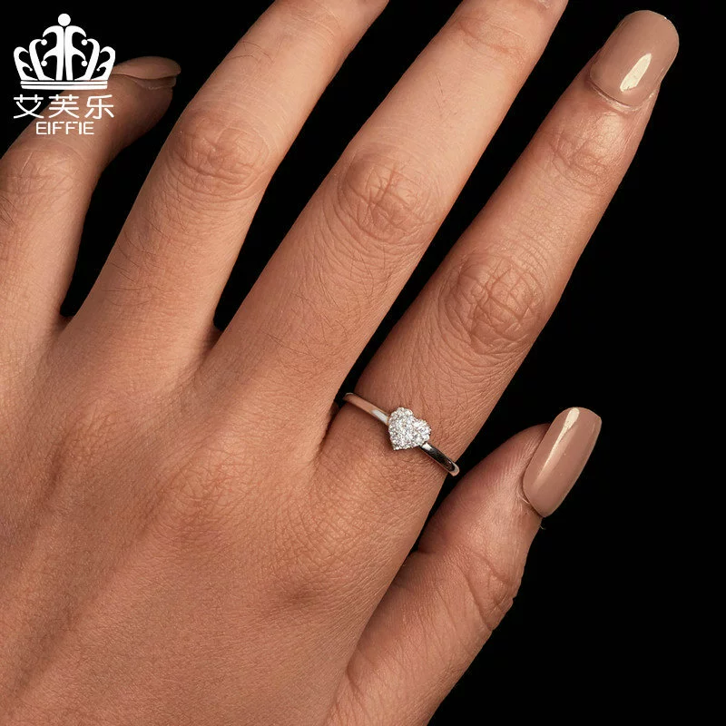 艾芙乐 (Cross-border trading), platinum universal ring heart shaped, accessory, 925 sample silver