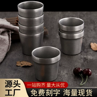 复古304不锈钢双层杯子定制做旧工业风茶水杯果汁冷饮杯日式水杯