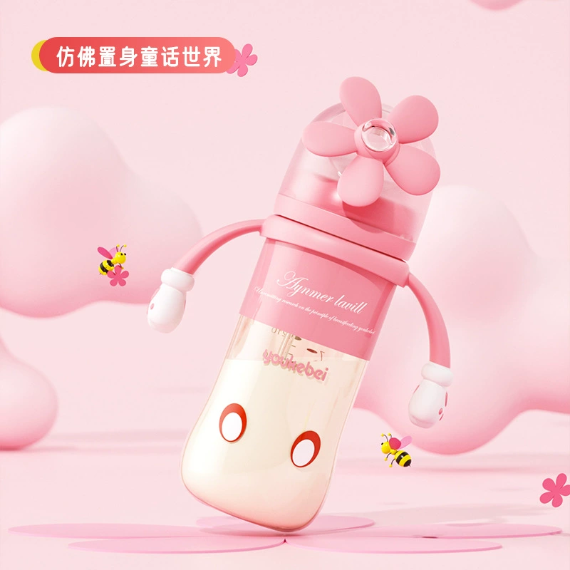 Painted anti-colic feeding bottle for new born, wide neck