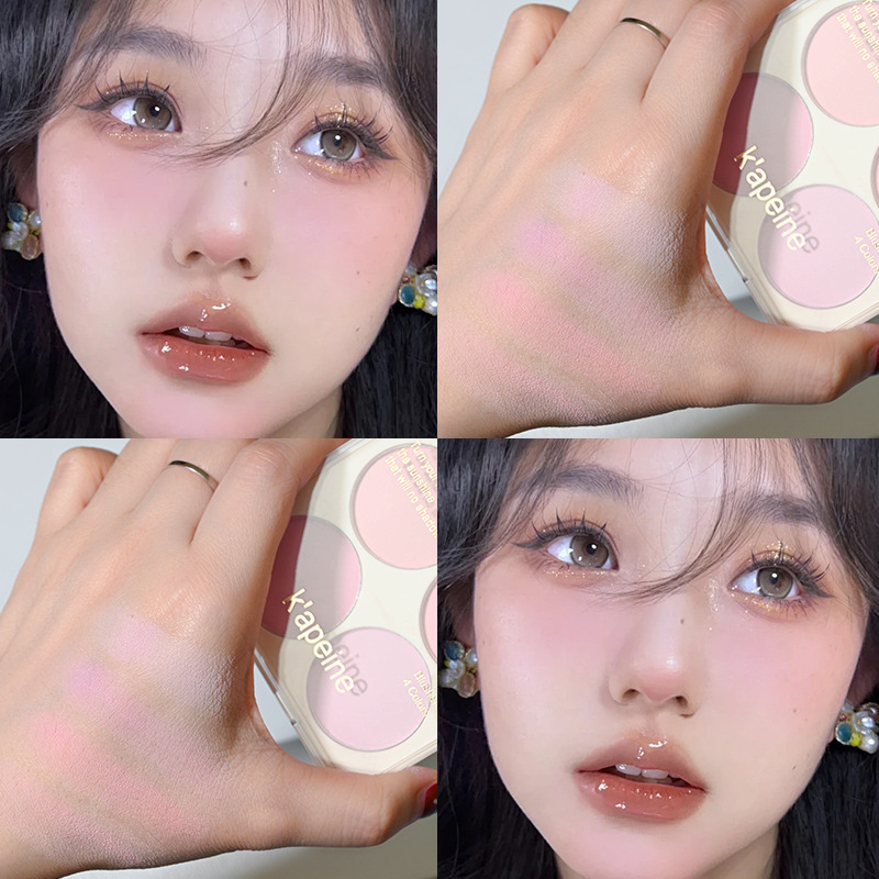 Capel helado blush de cuatro colores natural vigor melocotón carmesí fiesta estudiantil brillante mejora blush