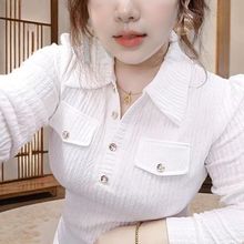 新品气质半开扣衬衫洋气款百搭春款女衫新款女士高档小衫