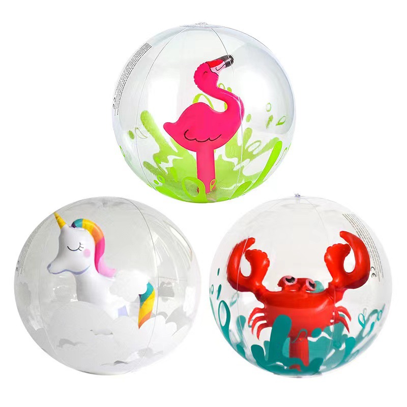 PVC espesado Internet celebridad dibujos animados unicornio Flamingo cangrejo playa césped niños jugar bola transparente