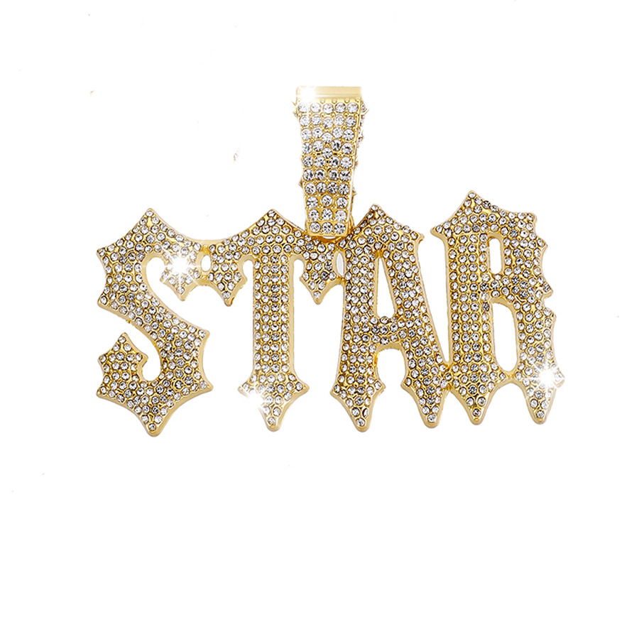 Hip-Hop lleno de diamantes letras de hombre STAR colgante de letras cadena cubana collar punk moda personalidad collar