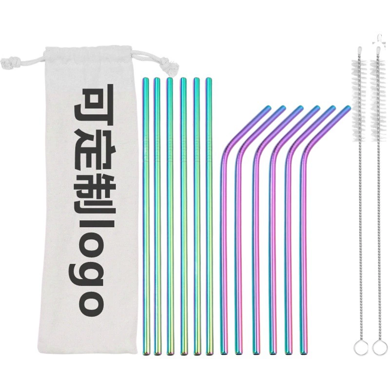 Трансграничный соломенный костюм из нержавеющей стали 304, позолоченный креативный цвет, прямая труба, локоть, производители пузырьков для чайной соломы