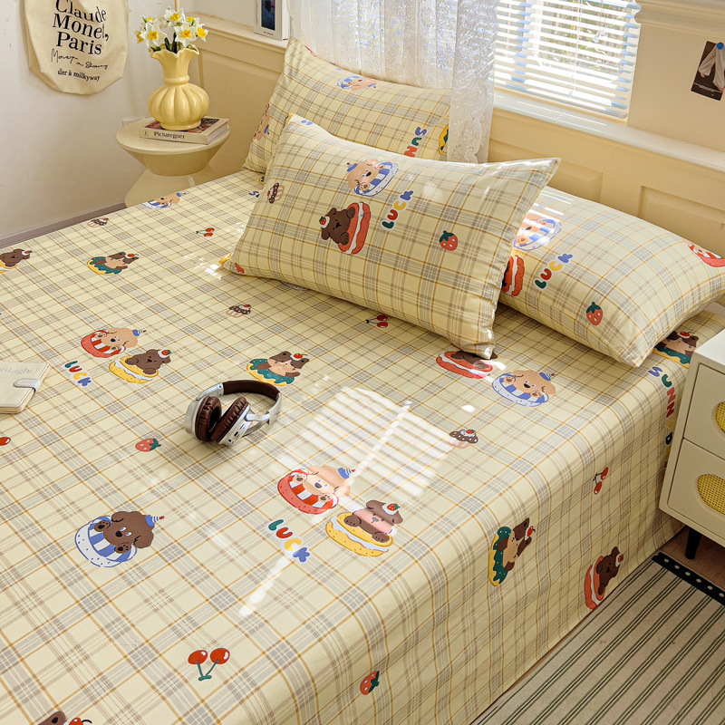 Pequeñas sábanas de algodón floral fresco, una sola pieza de 100 sábanas de algodón, dormitorio doble, traje de tres piezas para estudiantes, cuatro estaciones universales