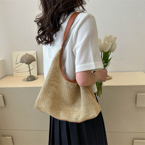 Woven Handbag for Women - Summer  New Trendy Fashion Grass Weave Bag - Casual Large Capacity Shoulder Bag - Stylish Crossbody Bag