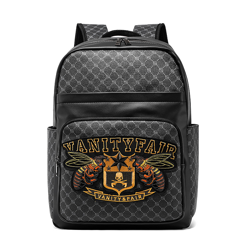 Sac à dos pour ordinateur portable pour homme avec broderie originale - Sac de travail antivol de grande capacité et résistant à l'eau, sac d'ordinateur durable de 15 pouces, style de voyage unisexe 2025_voghion.com