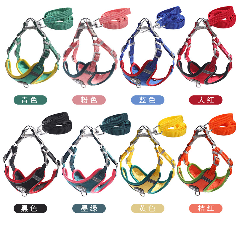 El perro popular transfronterizo suministra la nueva correa de pecho de la cuerda de tracción del animal doméstico respirable reflexivo pequeña y mediana cuerda de tracción del gato