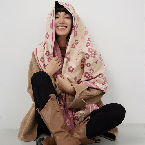  new autumn and winter color matching versatile imitation cashmere scarf for women European and American style warm scarf winter warm shawl