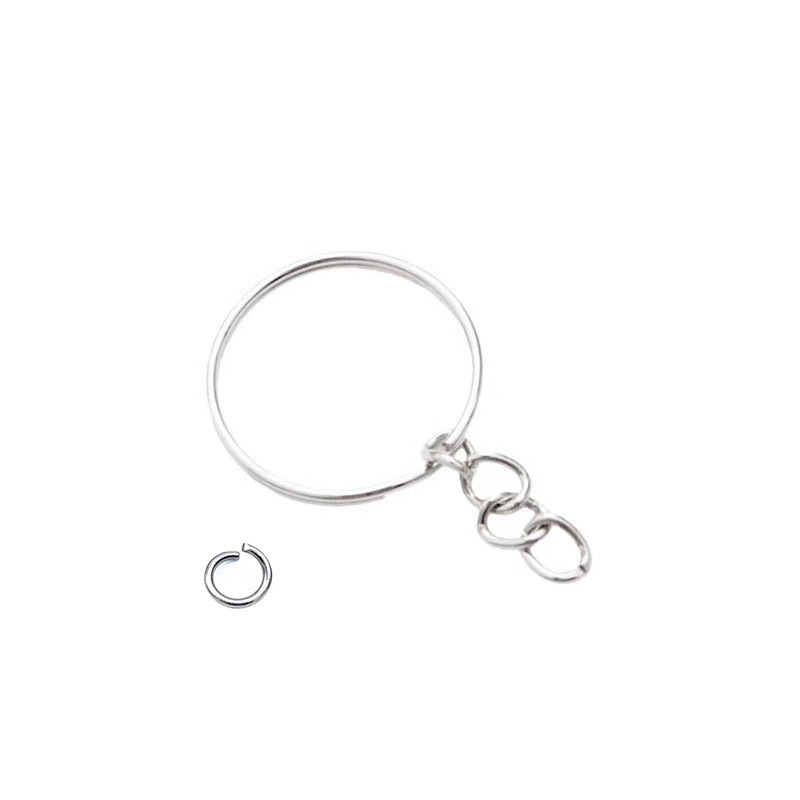 Accesorios de joyería llavero colgando cuatro cadenas llavero colgando anillo plano llavero colgante accesorios llavero abierto anillo