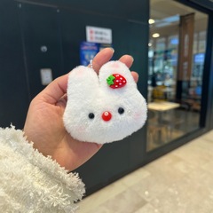 キュッキュッと鳴るリボン付きウサギの頭のぬいぐるみペンダント、漫画風ウサギの学生用バッグ飾り、ミニサイズのウサギの頭のフィギュア