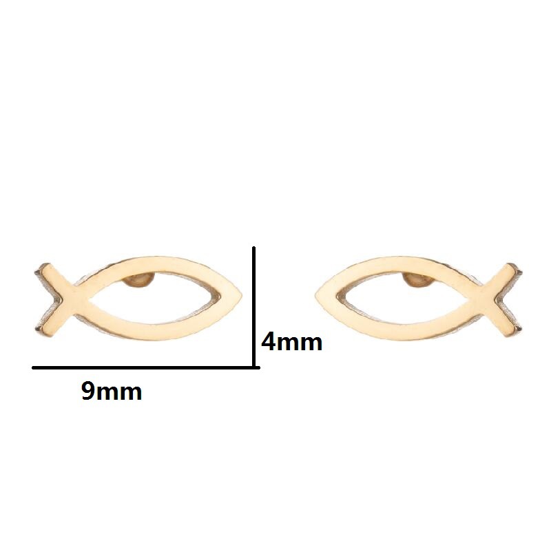 7g Weight PVD Coated Gold Plating Process PVD Coated 18K Gold Real Gold Plated Fish 304 Stainless Steel Simple Style Waterproof Non Tarnish Ear Studs