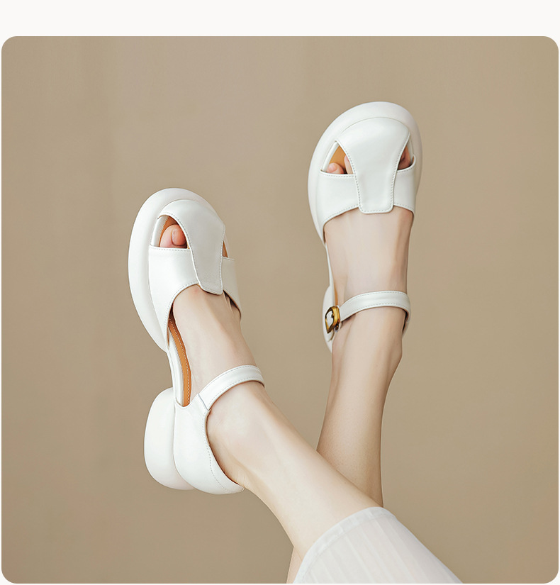 Sandal nữ quai ngang đế dày gót thô phong cách thể thao — Màu vàng ngỗng chi tiết 3