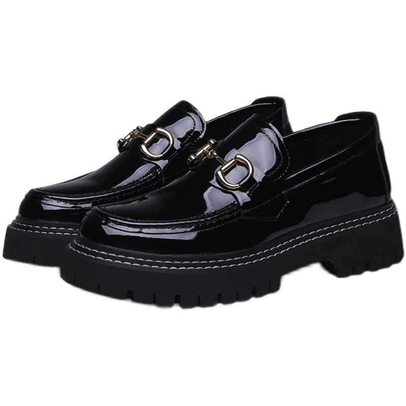 Zapatos de cuero con hebilla de caballo, zapatos de cuero lacados para hombres, zapatos de alta altura, zapatos de noche, zapatos casuales para hombres británicos