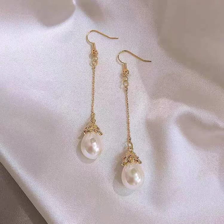 Серьги из жемчуга, серебряная игла, образец серебра 925, стиль френч, инфлюенсер, коллекция 2022, корейский стиль, стиль легкой роскоши