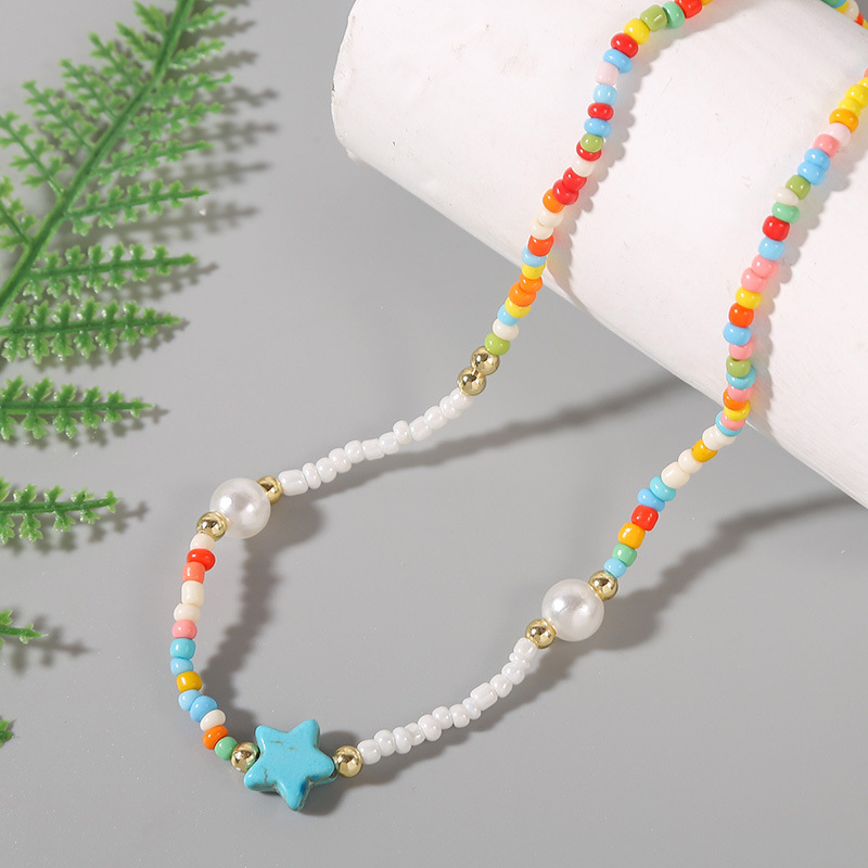 Vacation Star Glass Beaded Pearl Necklace
