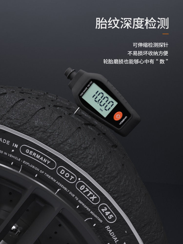 Yuwen Digital Tire Pressure Gauge, Tire Tread Depth Gauge