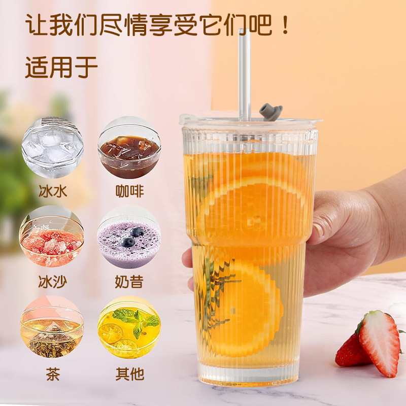 Taza de jugo de café al por mayor, taza de té de vidrio resistente al calor con tapa, taza de agua portátil de 20OZ