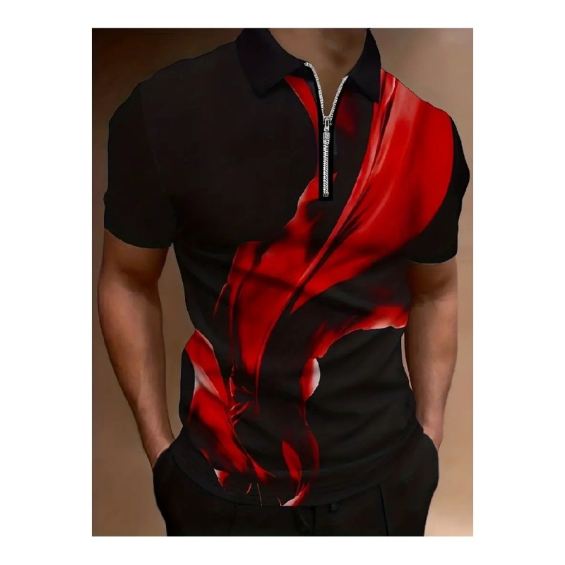 Venta directa de fábrica tendencia de la calle principal para hombres solapa de hombro suelta cremallera traje de polo transpirable camisa deportiva POLO