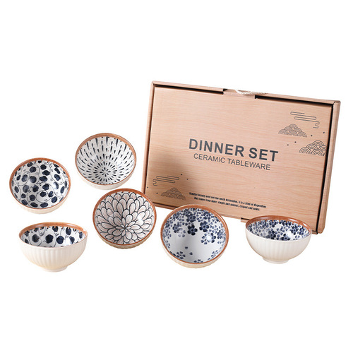 Cross-border ceramic tableware set, ceramic bowl gift box, opening gift, real estate company promotional item, customizable with LOGO