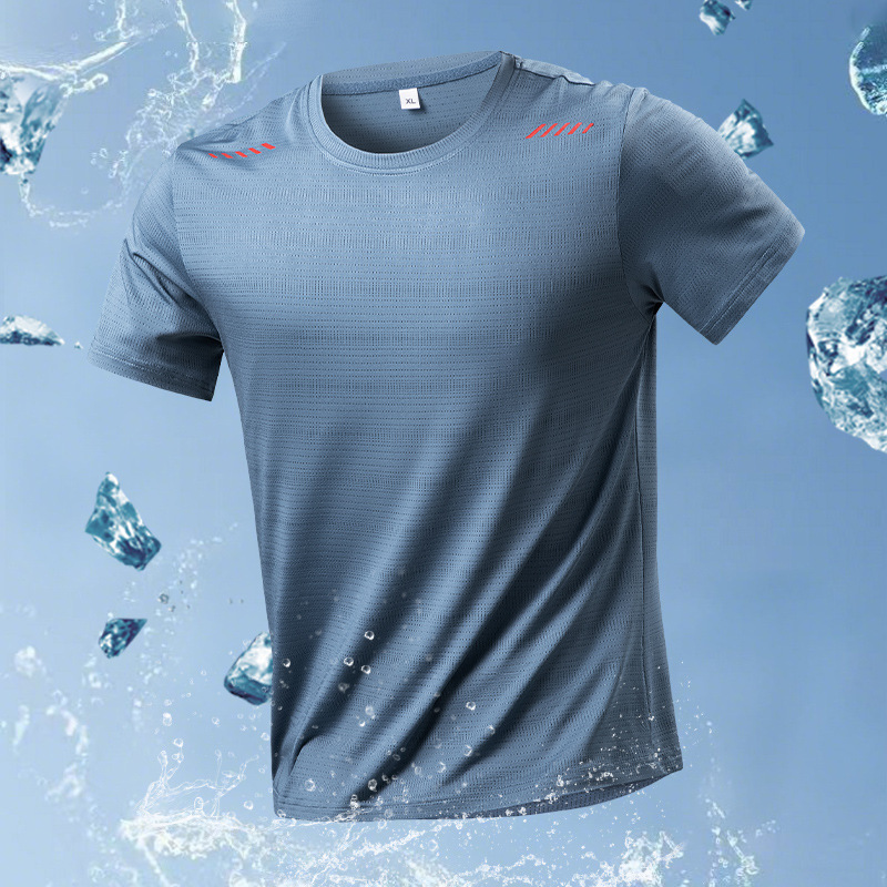 [Cross-Border] New Short-Sleeved T-Shirt Men's Summer Thin Sports Casual Ice Silk Half-Sleeved T-Shirt Men's Tops