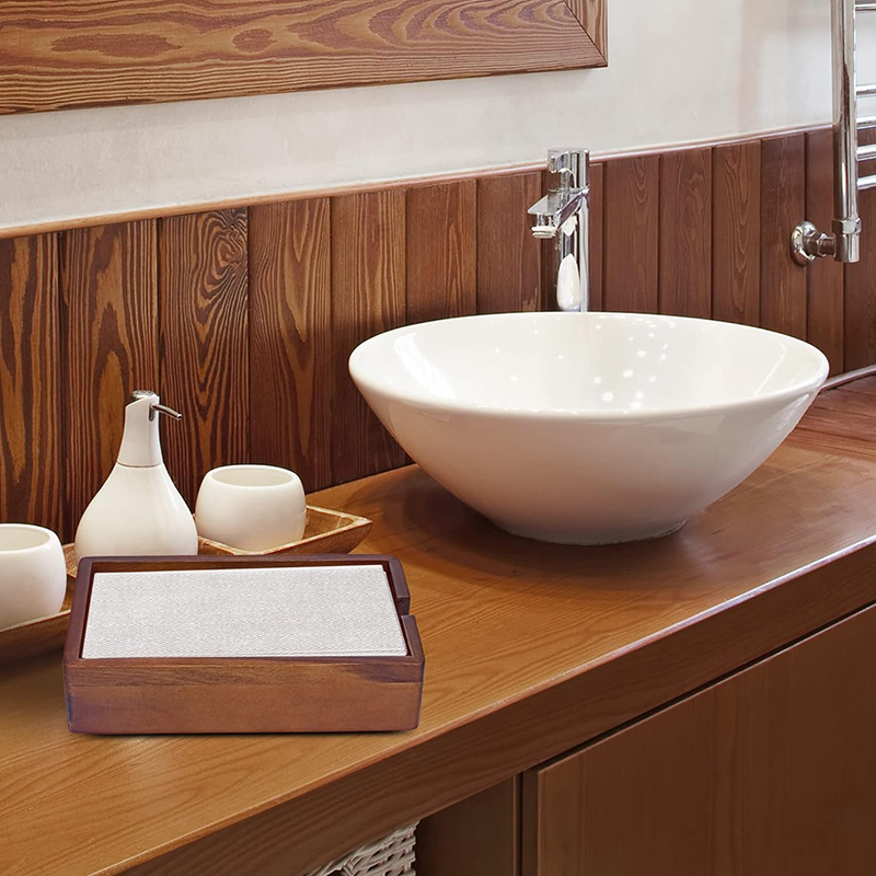 Caja de almacenamiento de tejido de madera multi-funcional conveniente hogar comedor mesa de almacenamiento de tejido caja de almacenamiento de baño
